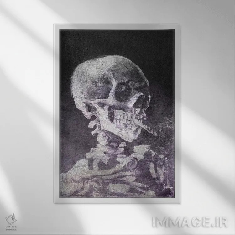 تابلو دکوراتیو جمجمه اسکلت شماره شش اثر فایو بای فایو کالکتیو - نمای قابدار سفید