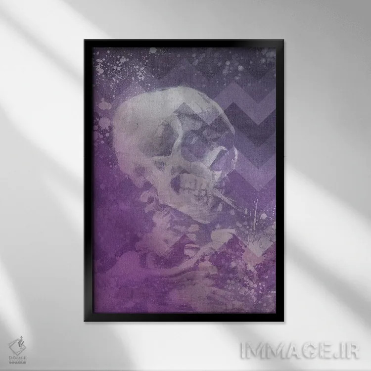 تابلو دکوراتیو جمجمه اسکلت شماره هشت اثر فایو بای فایو کالکتیو - نمای قابدار مشکی