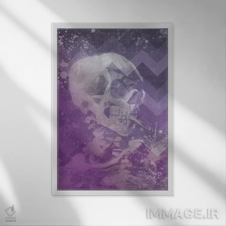 تابلو دکوراتیو جمجمه اسکلت شماره هشت اثر فایو بای فایو کالکتیو - نمای قابدار سفید