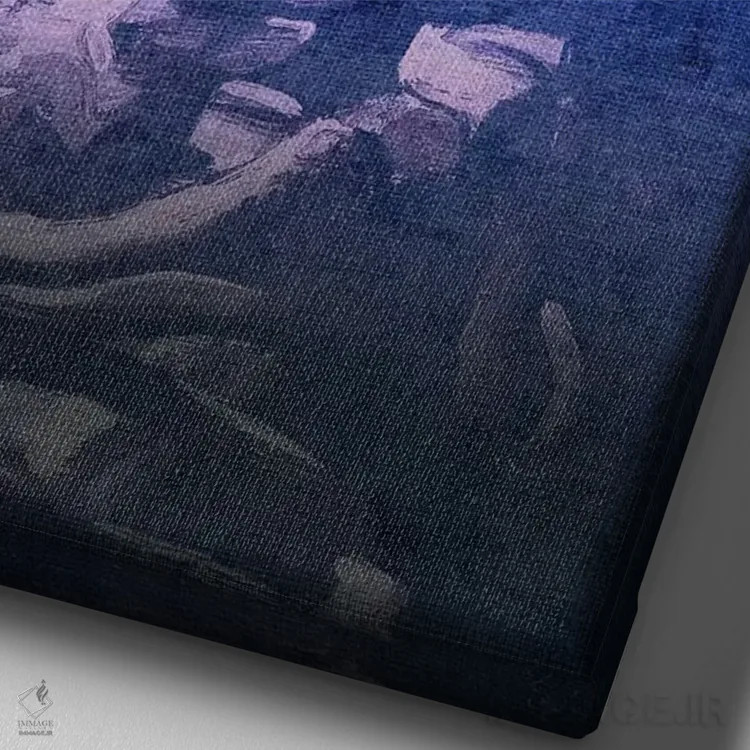 تابلو دکوراتیو جمجمه اسکلت شماره یازده اثر فایو بای فایو کالکتیو - نمای نزدیک بافت بوم