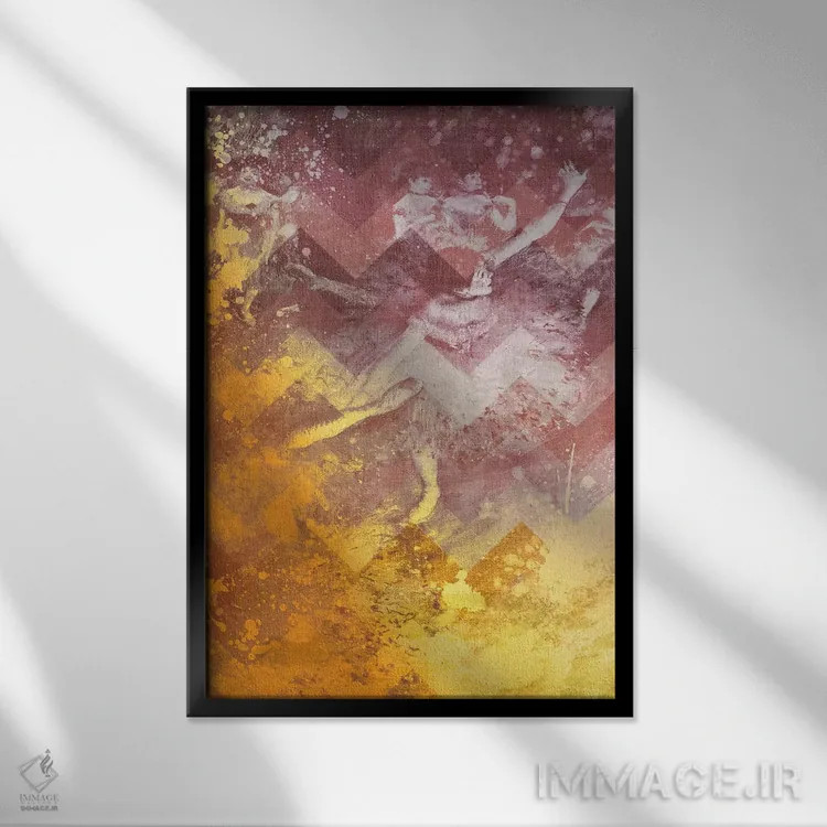 تابلو دکوراتیو رقاص سبز شماره چهار اثر فایو بای فایو کالکتیو - نمای قابدار مشکی