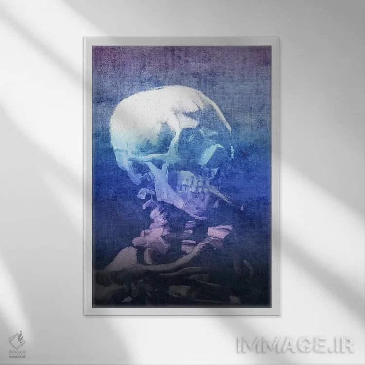 تابلو دکوراتیو جمجمه اسکلت شماره یازده اثر فایو بای فایو کالکتیو - نمای قابدار سفید