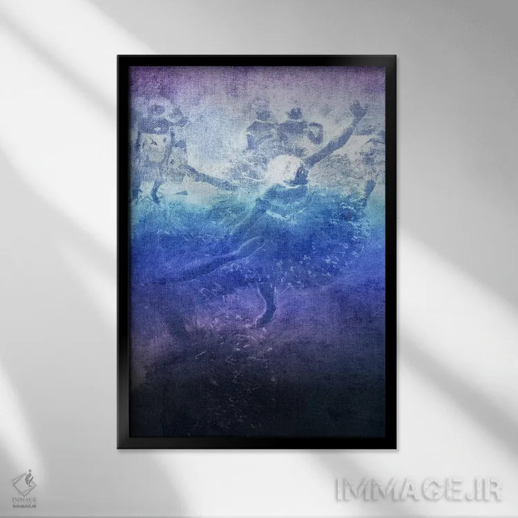 تابلو دکوراتیو رقاص سبز شماره شش اثر فایو بای فایو کالکتیو - نمای قابدار مشکی