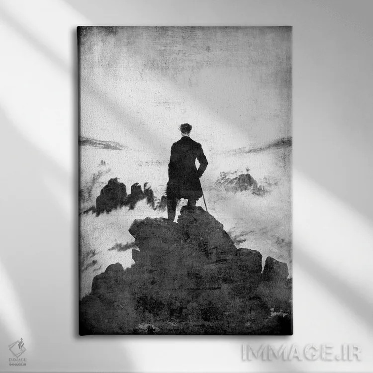 تابلو دکوراتیو رهگذر بر فراز دریای مه شماره دو اثر فایو بای فایو کالکتیو - نمای روبهرو روی دیوار