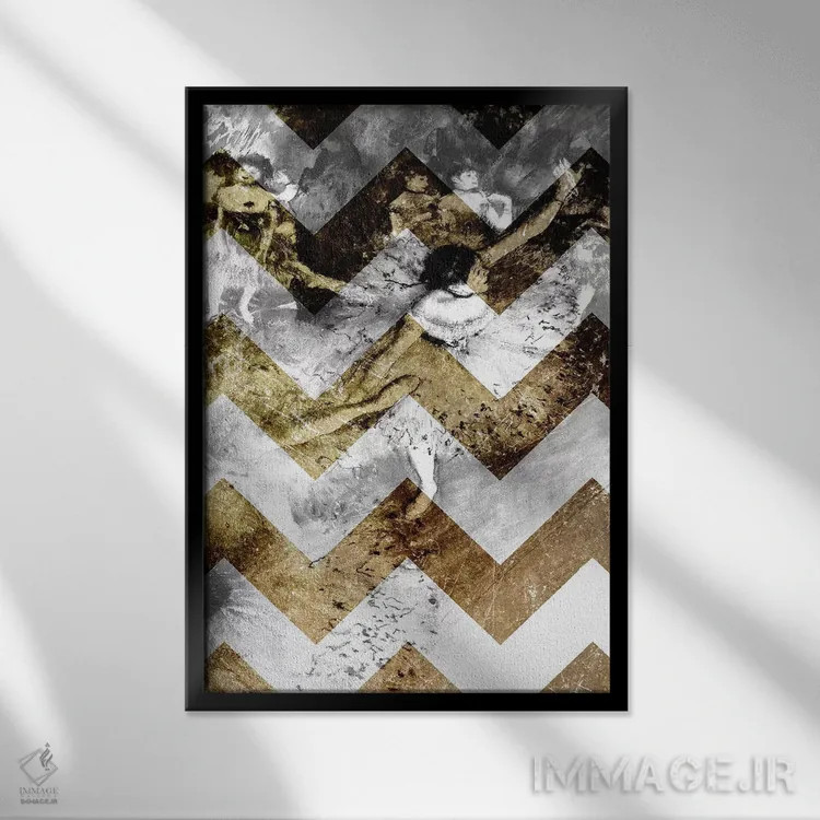 تابلو دکوراتیو رقاص سبز شماره هفت اثر فایو بای فایو کالکتیو - نمای قابدار مشکی