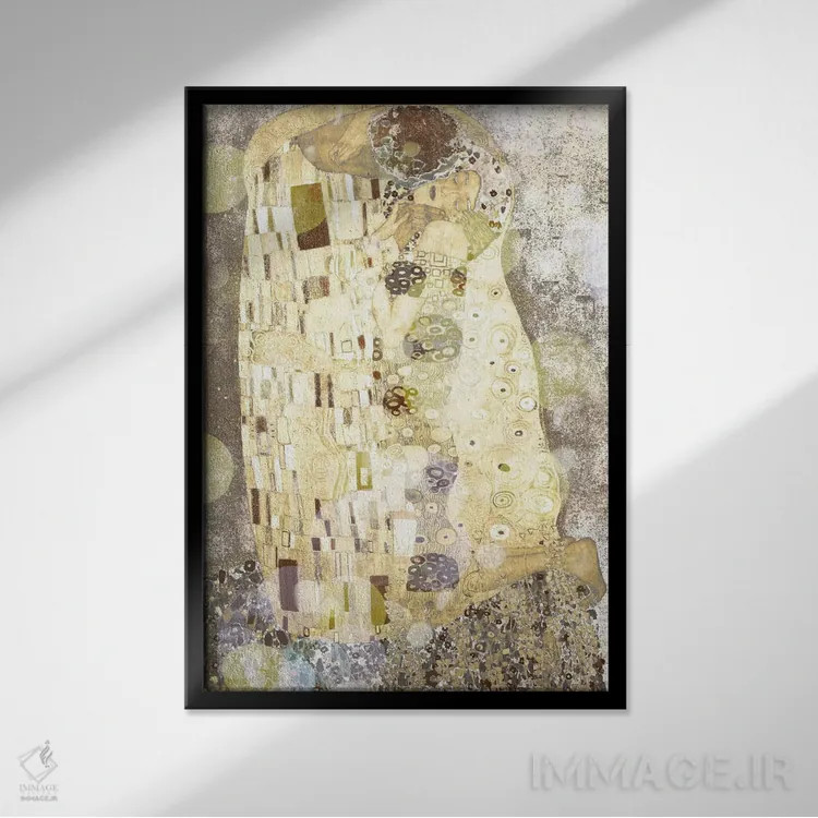 تابلو دکوراتیو بوسه شماره سه اثر فایو بای فایو کالکتیو - نمای قابدار مشکی