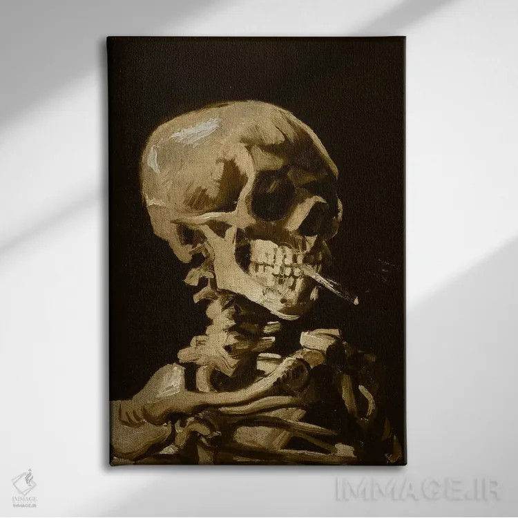 تابلو دکوراتیو جمجمه اسکلت شماره یک اثر فایو بای فایو کالکتیو - نمای روبهرو روی دیوار