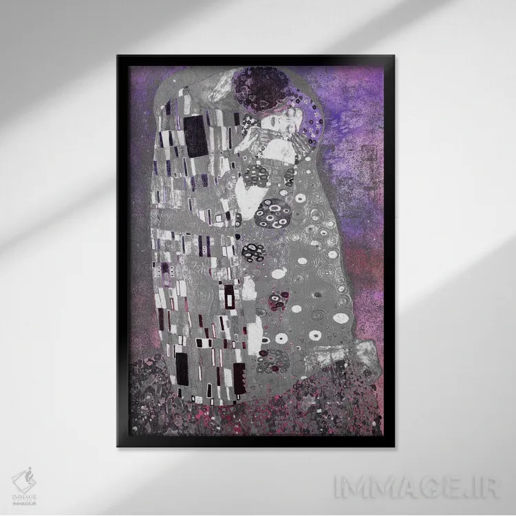 تابلو دکوراتیو بوسه شماره پنج اثر فایو بای فایو کالکتیو - نمای قابدار مشکی