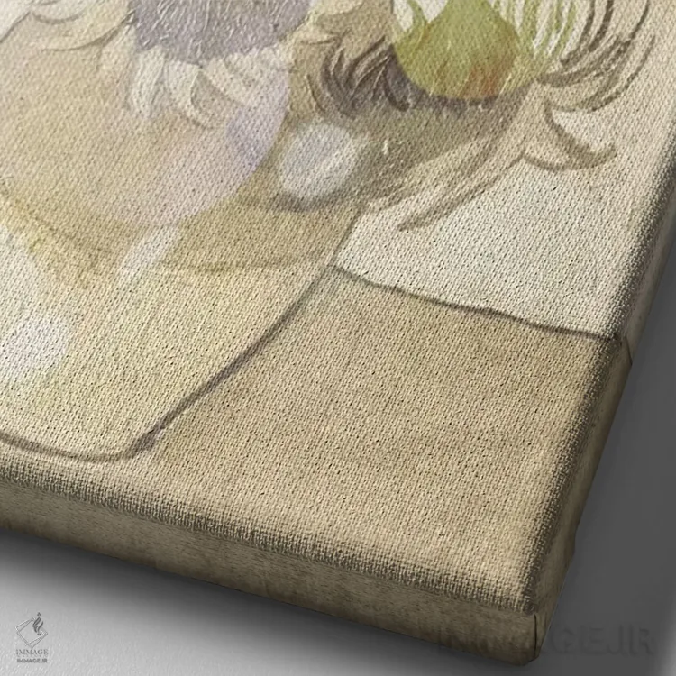 تابلو دکوراتیو آفتابگردان شماره سه اثر فایو بای فایو کالکتیو - نمای نزدیک بافت بوم