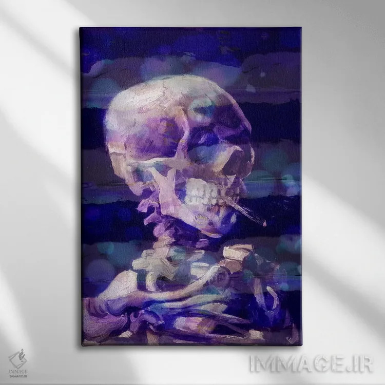 تابلو دکوراتیو جمجمه اسکلت شماره دو اثر فایو بای فایو کالکتیو - نمای روبهرو روی دیوار