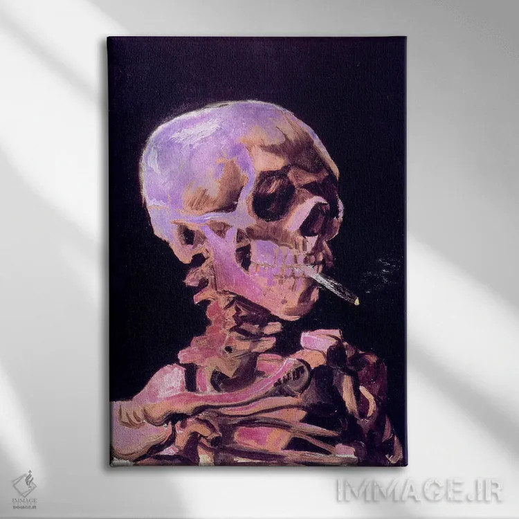 تابلو دکوراتیو جمجمه اسکلت شماره پنج اثر فایو بای فایو کالکتیو - نمای روبهرو روی دیوار