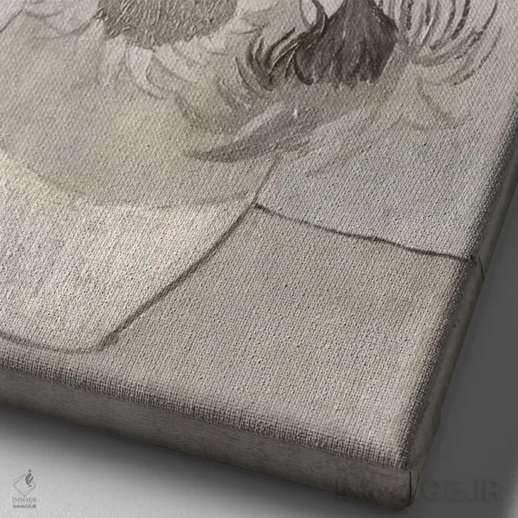 تابلو دکوراتیو آفتابگردان شماره چهار اثر فایو بای فایو کالکتیو - نمای نزدیک بافت بوم