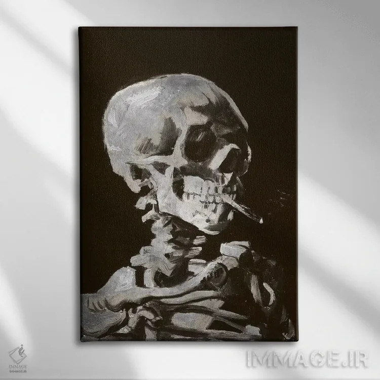 تابلو دکوراتیو جمجمه اسکلت شماره چهار اثر فایو بای فایو کالکتیو - نمای روبهرو روی دیوار