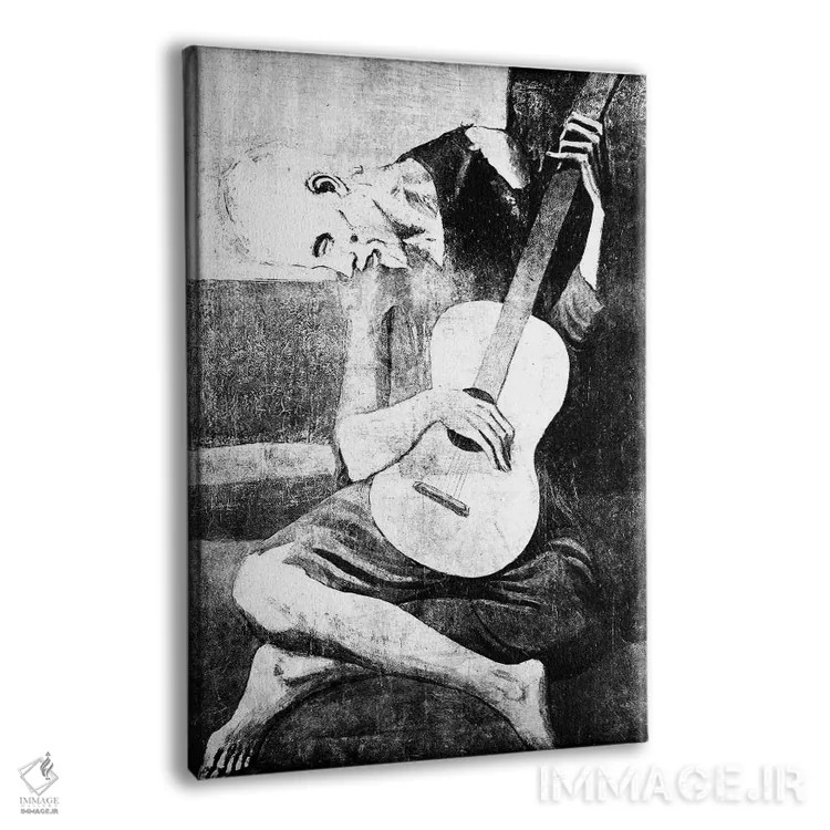 تابلو دکوراتیو نوازنده پیر گیتار هفتم اثر فایو بای فایو کالکتیو - نمای پرسپکتیو محصول
