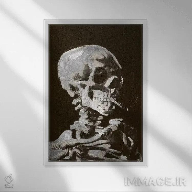 تابلو دکوراتیو جمجمه اسکلت شماره چهار اثر فایو بای فایو کالکتیو - نمای قابدار سفید