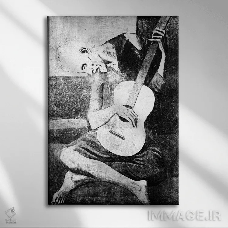تابلو دکوراتیو نوازنده پیر گیتار هفتم اثر فایو بای فایو کالکتیو - نمای روبهرو روی دیوار