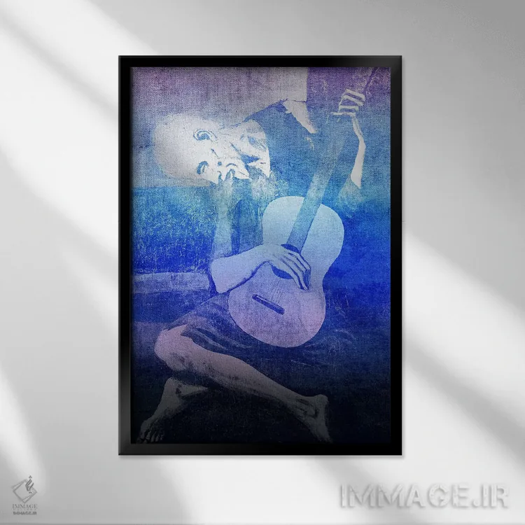 تابلو دکوراتیو نوازنده پیر گیتار یازدهم اثر فایو بای فایو کالکتیو - نمای قابدار مشکی