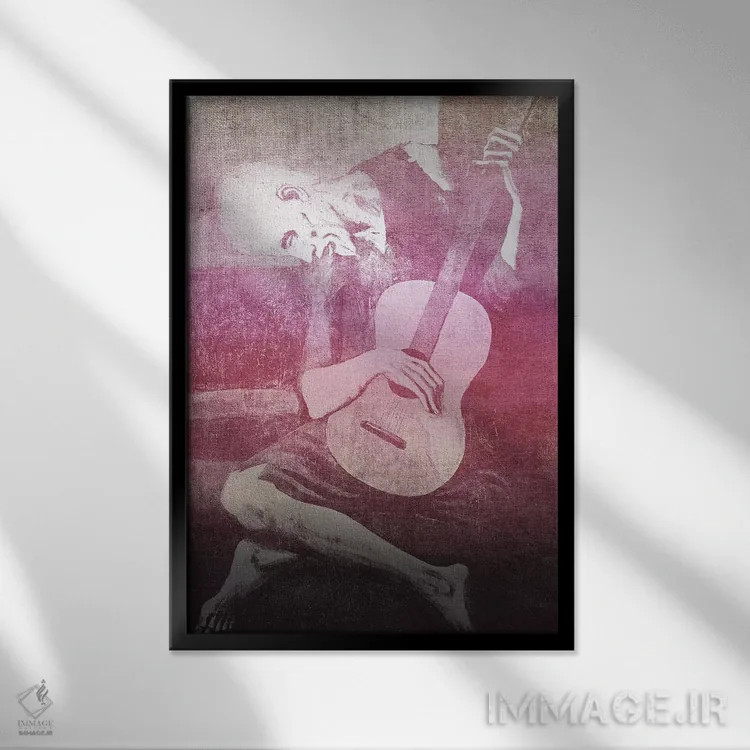 تابلو دکوراتیو نوازنده پیر گیتار دوازدهم اثر فایو بای فایو کالکتیو - نمای قابدار مشکی