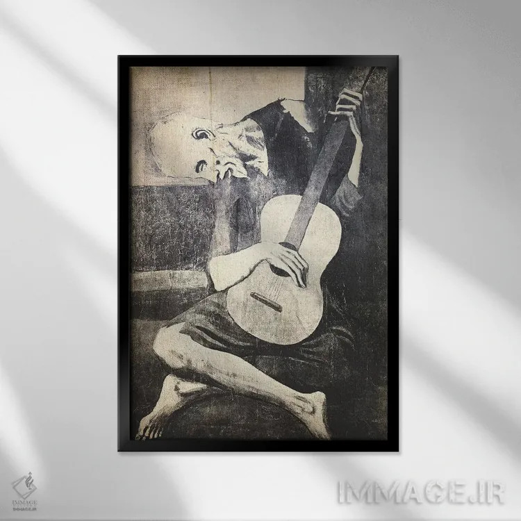 تابلو دکوراتیو نوازنده پیر گیتار دهم اثر فایو بای فایو کالکتیو - نمای قابدار مشکی