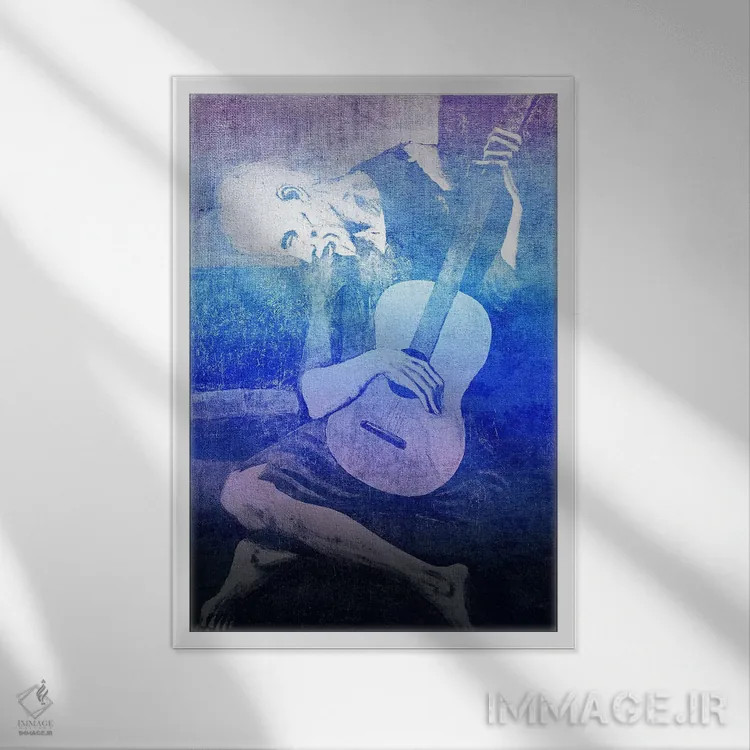 تابلو دکوراتیو نوازنده پیر گیتار یازدهم اثر فایو بای فایو کالکتیو - نمای قابدار سفید