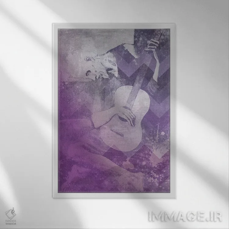 تابلو دکوراتیو نوازنده پیر گیتار هشتم اثر فایو بای فایو کالکتیو - نمای قابدار سفید