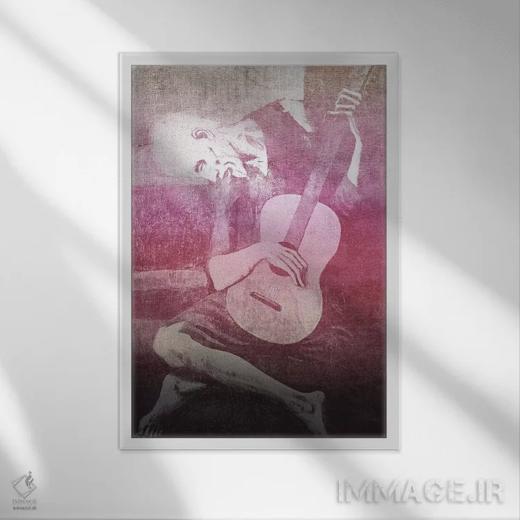 تابلو دکوراتیو نوازنده پیر گیتار دوازدهم اثر فایو بای فایو کالکتیو - نمای قابدار سفید