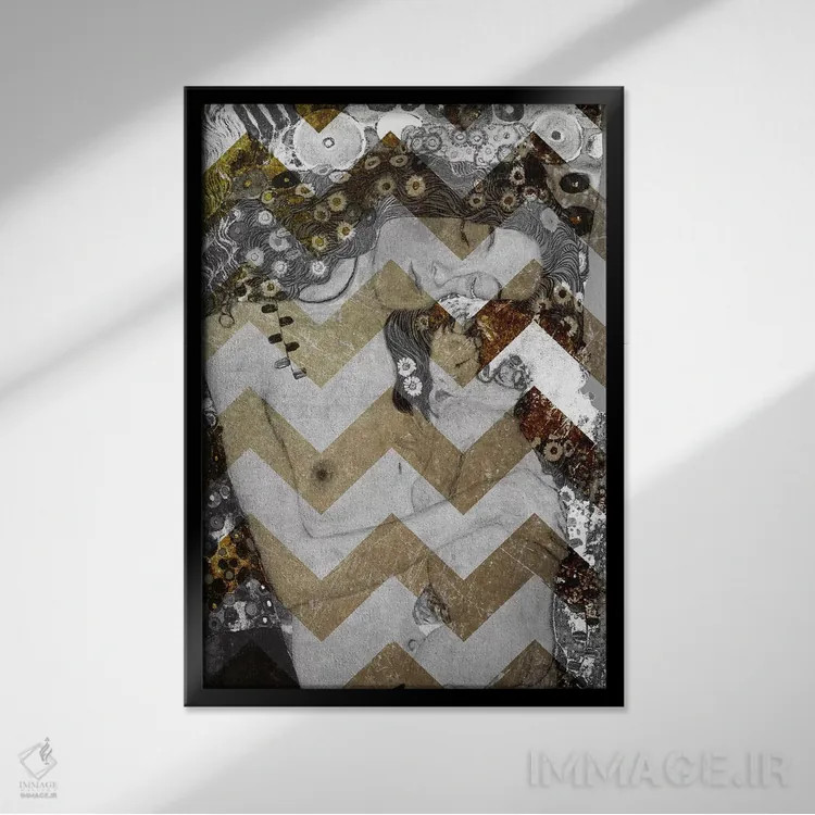 تابلو دکوراتیو مادر و کودک هفتم اثر فایو بای فایو کالکتیو - نمای قابدار مشکی