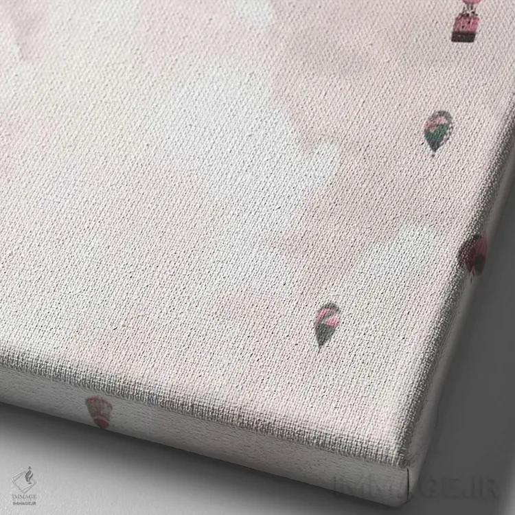 تابلو دکوراتیو بادکنک ها بر فراز آسمان صورتی اثر کارولین مینت - نمای نزدیک بافت بوم