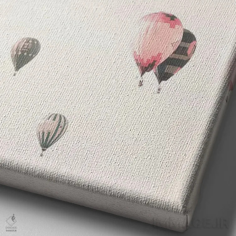 تابلو دکوراتیو بالون های هوای گرم ملایم اثر کارولین مینت - نمای نزدیک بافت بوم