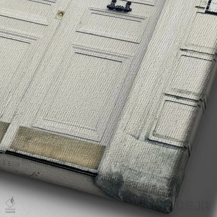 تابلو دکوراتیو Light Gray,درب پاریسی، خاکستری روشن اثر کارولین مینت - نمای نزدیک بافت بوم