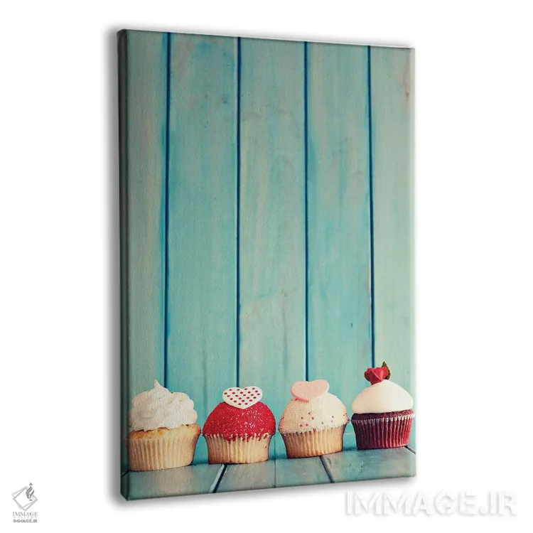 تابلو دکوراتیو چهار کاپ کیک اثر کارولین مینت - نمای پرسپکتیو محصول