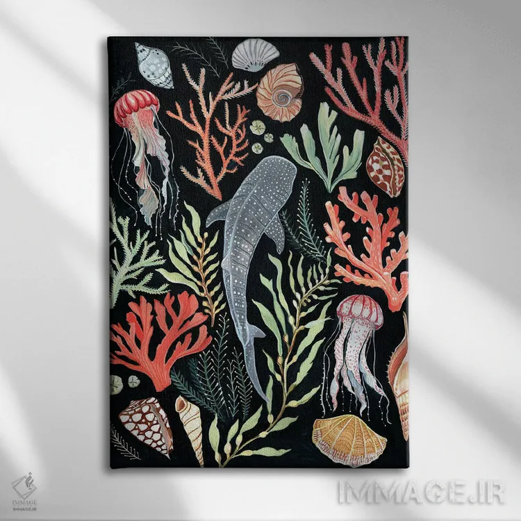 تابلو دکوراتیو کوسه نهنگ اثر کلارا مک آلیستر - نمای روبهرو روی دیوار