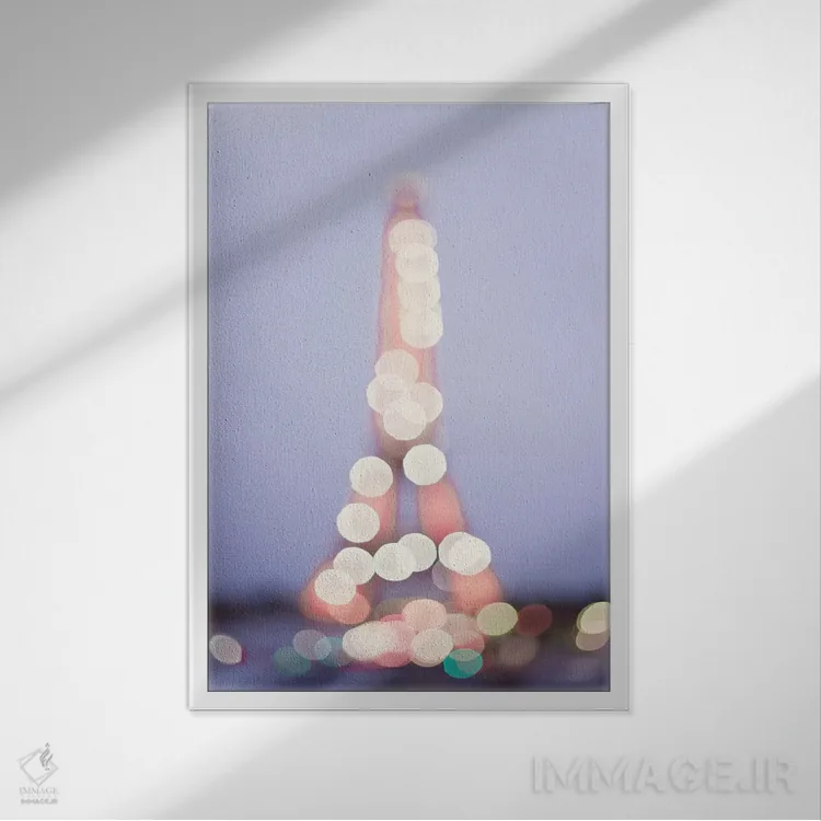 تابلو دکوراتیو چراغ های برج ایفل اثر کارولین مینت - نمای قابدار سفید