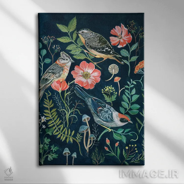 تابلو دکوراتیو باغ پرندگان اثر کلارا مک آلیستر - نمای روبهرو روی دیوار