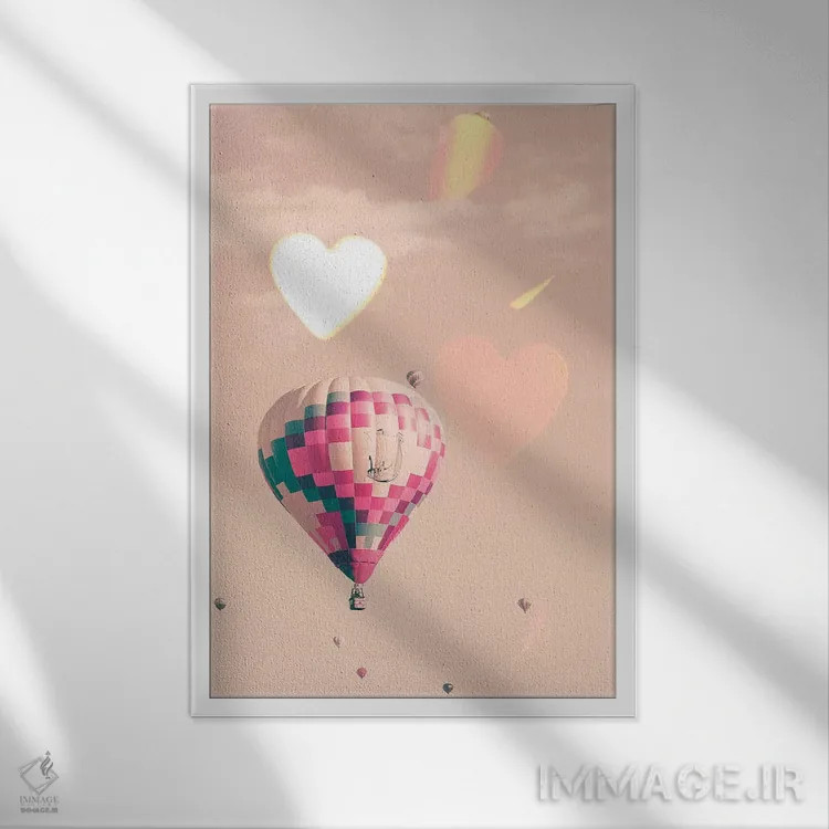 تابلو دکوراتیو بالون عشق اثر کارولین مینت - نمای قابدار سفید