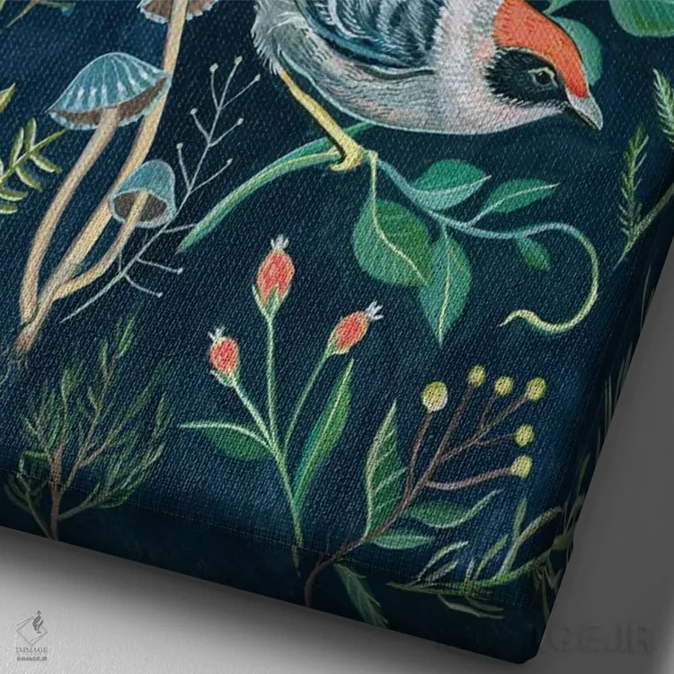 تابلو دکوراتیو باغ پرندگان اثر کلارا مک آلیستر - نمای نزدیک بافت بوم