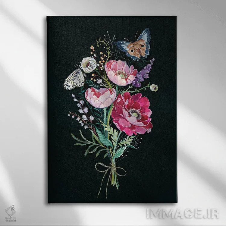 تابلو دکوراتیو دسته گل گل دار اثر کلارا مک آلیستر - نمای روبهرو روی دیوار