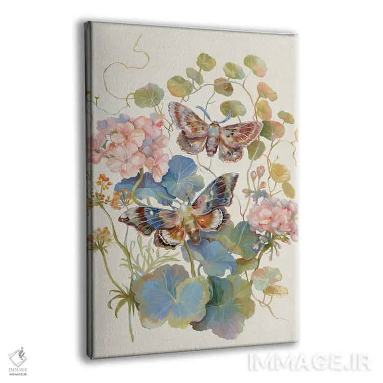 تابلو دکوراتیو شب پره گل دار شمعدانی اثر کلارا مک آلیستر - نمای پرسپکتیو محصول