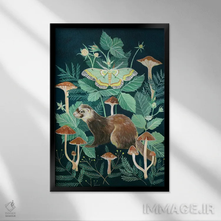 تابلو دکوراتیو شب پره راسو اثر کلارا مک آلیستر - نمای قابدار مشکی