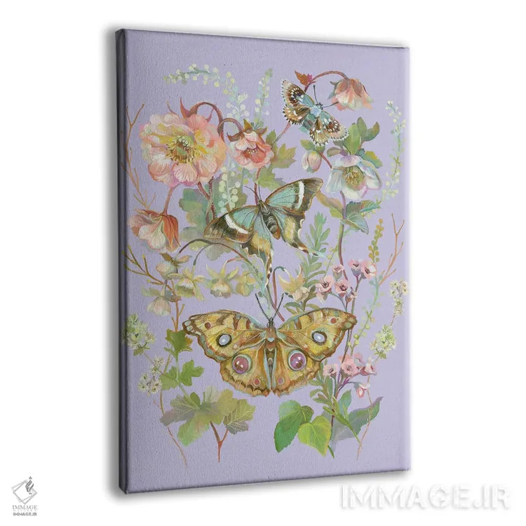 تابلو دکوراتیو باغ پروانه یاسی اثر کلارا مک آلیستر - نمای پرسپکتیو محصول