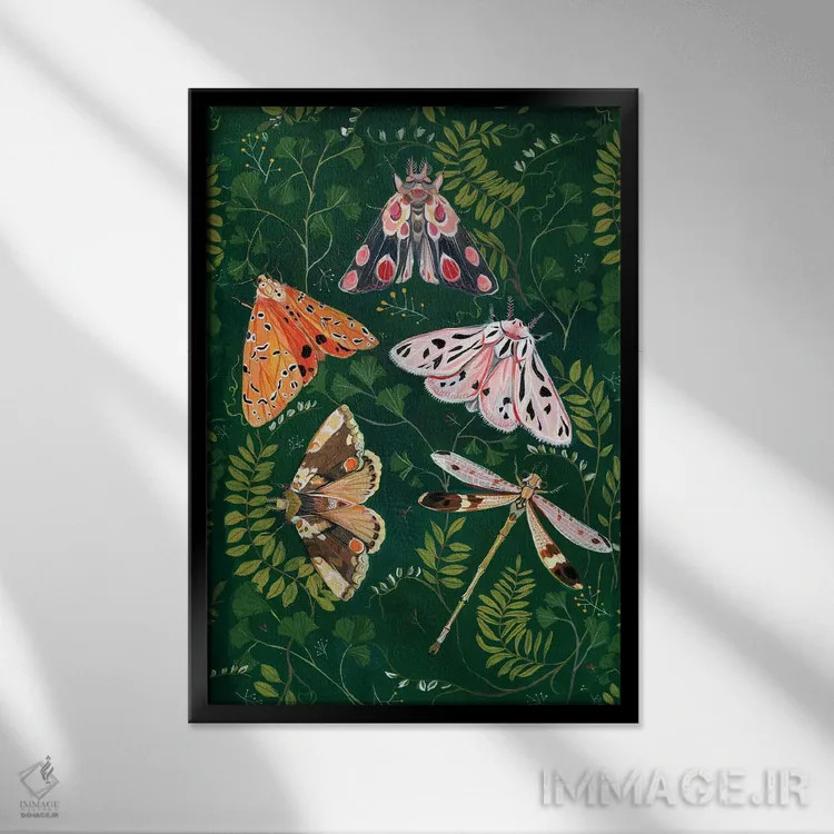 تابلو دکوراتیو شب پره ها اثر کلارا مک آلیستر - نمای قابدار مشکی