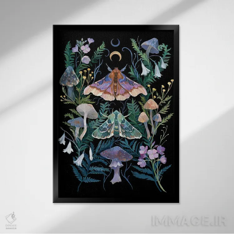 تابلو دکوراتیو شب پره اسفینکس اثر کلارا مک آلیستر - نمای قابدار مشکی