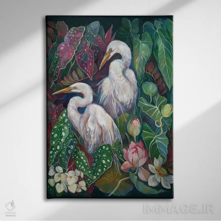 تابلو دکوراتیو آگرت و بگونیاها اثر کلارا مک آلیستر - نمای روبهرو روی دیوار