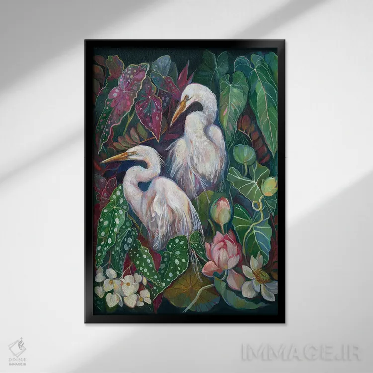 تابلو دکوراتیو آگرت و بگونیاها اثر کلارا مک آلیستر - نمای قابدار مشکی