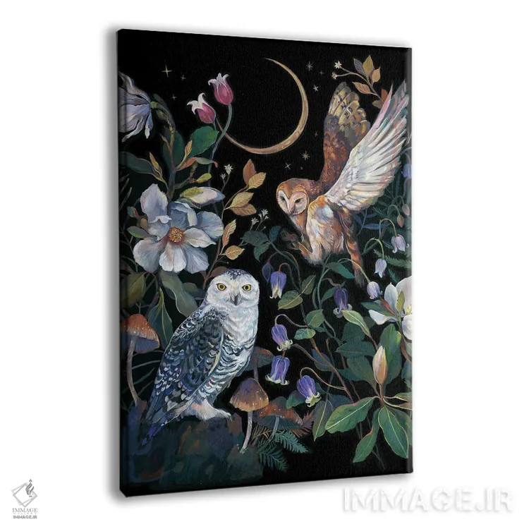 تابلو دکوراتیو مگنولیا و جغدها اثر کلارا مک آلیستر - نمای پرسپکتیو محصول