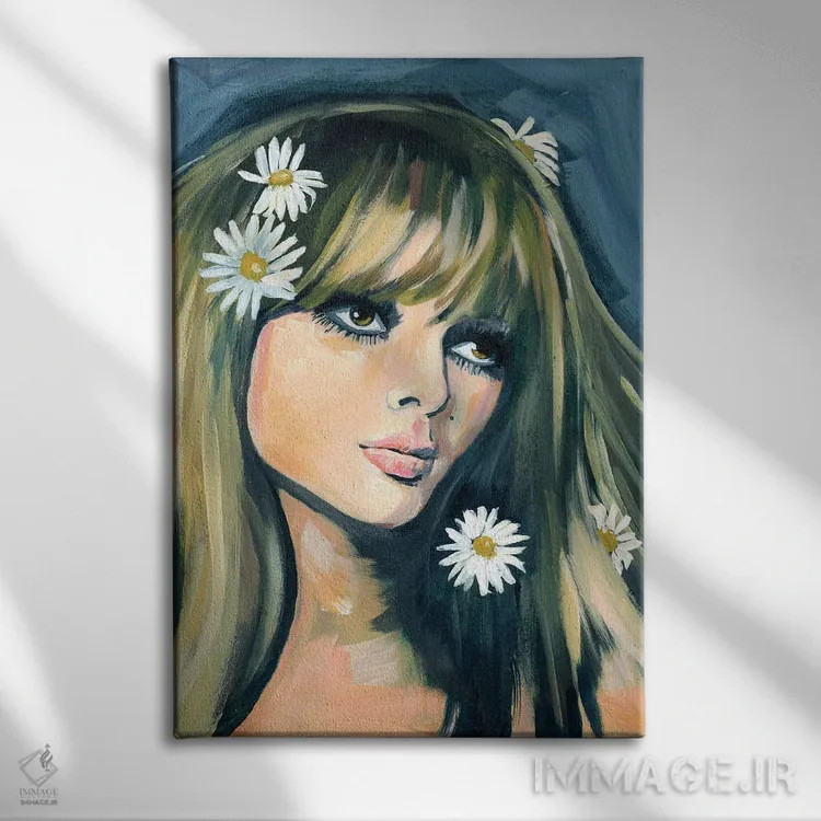 تابلو دکوراتیو دختر دهه هفتاد اثر کتی مینگوس - نمای روبهرو روی دیوار