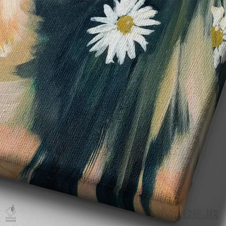 تابلو دکوراتیو دختر دهه هفتاد اثر کتی مینگوس - نمای نزدیک بافت بوم