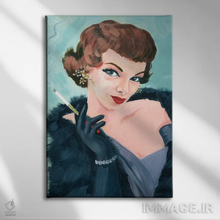 تابلو دکوراتیو دختر جذاب اثر کتی مینگوس - نمای روبهرو روی دیوار