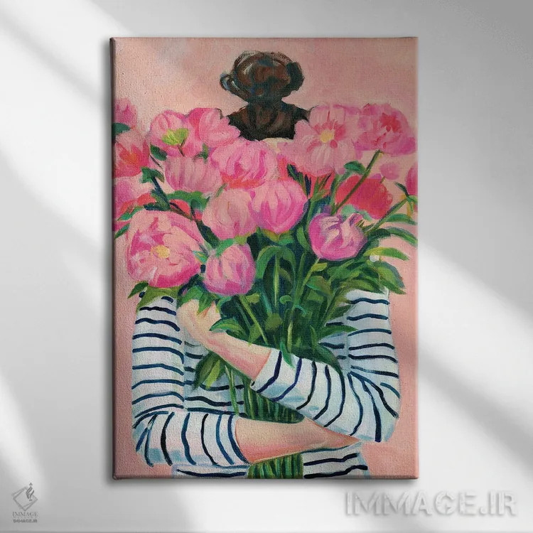 تابلو دکوراتیو جشن گل های صدتومانی اثر کتی مینگوس - نمای روبهرو روی دیوار