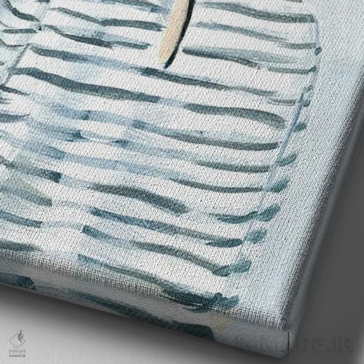 تابلو دکوراتیو دختر با دسته گل اثر کتی مینگوس - نمای نزدیک بافت بوم